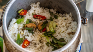 a bowl of rice and vegetables